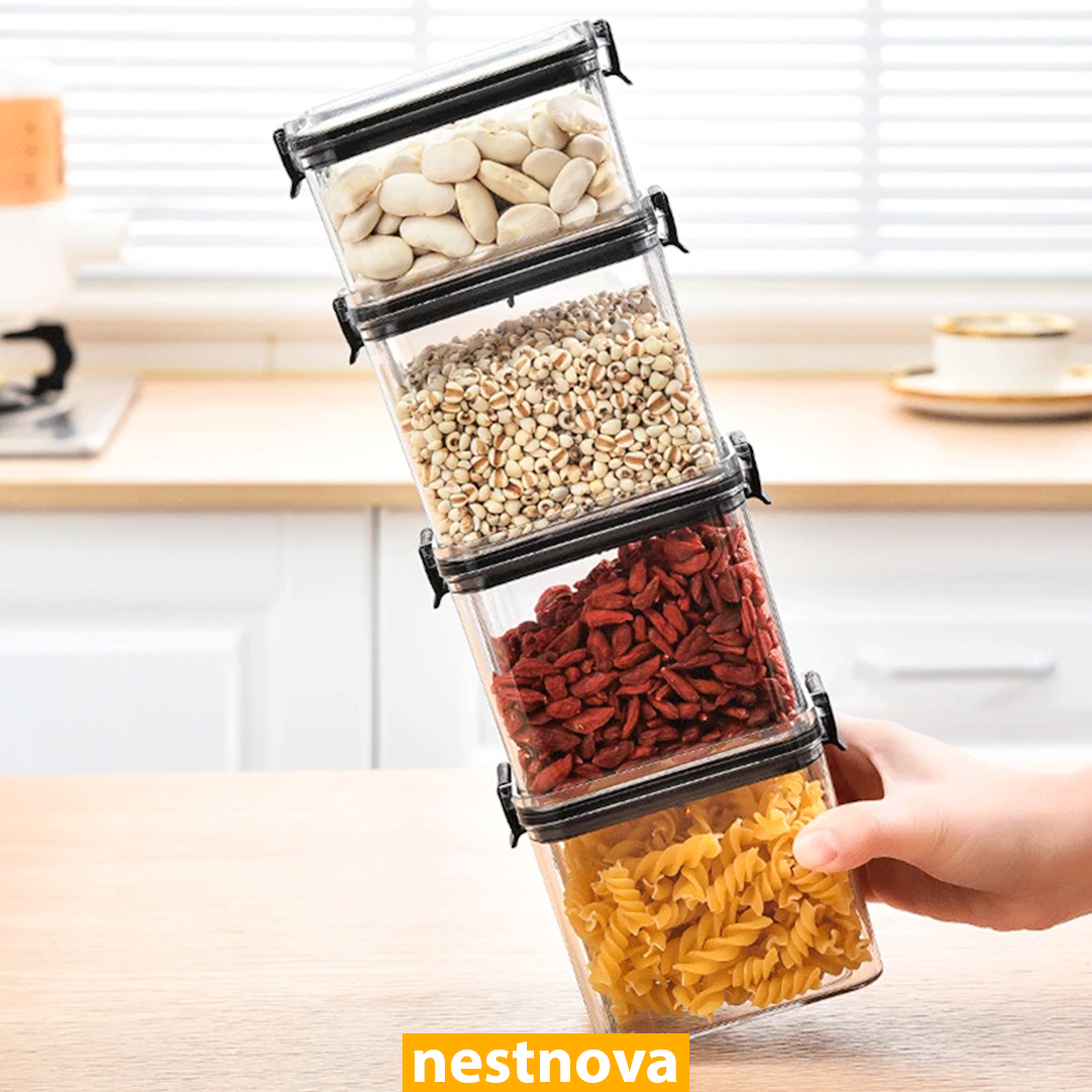 Airtight Kitchen Storage Jar – 460ML Clear Plastic Food Container with White Lid