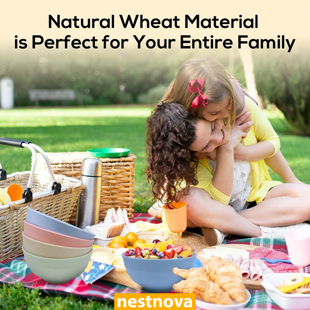 4PCS Wheat Straw Cereal Bowls – Unbreakable, Eco-Friendly & Lightweight