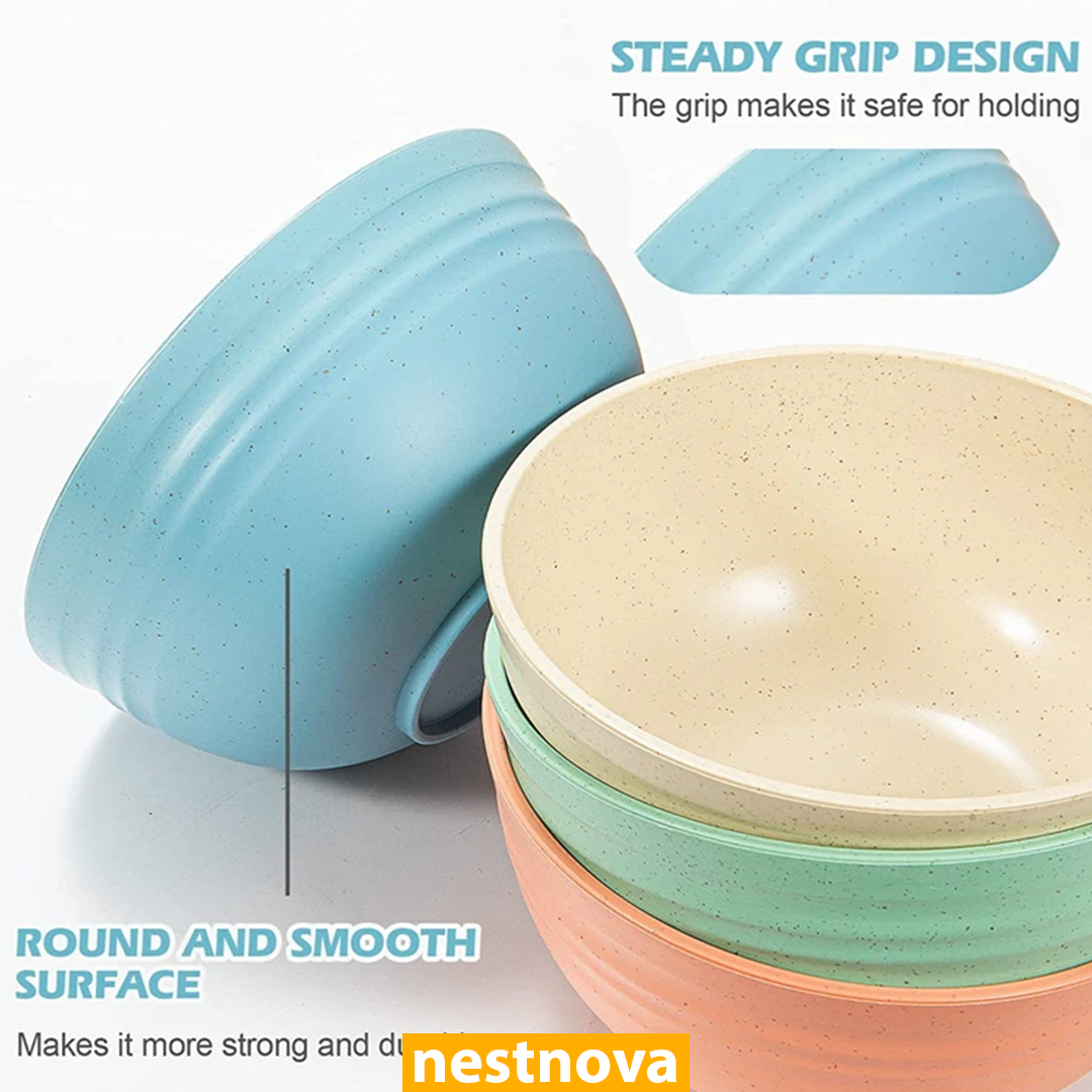 4PCS Wheat Straw Cereal Bowls – Unbreakable, Eco-Friendly & Lightweight