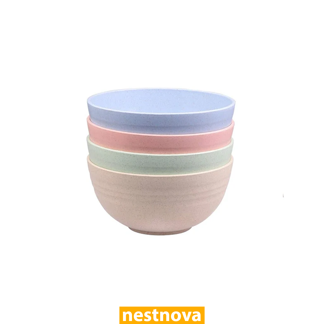 4PCS Wheat Straw Cereal Bowls – Unbreakable, Eco-Friendly & Lightweight