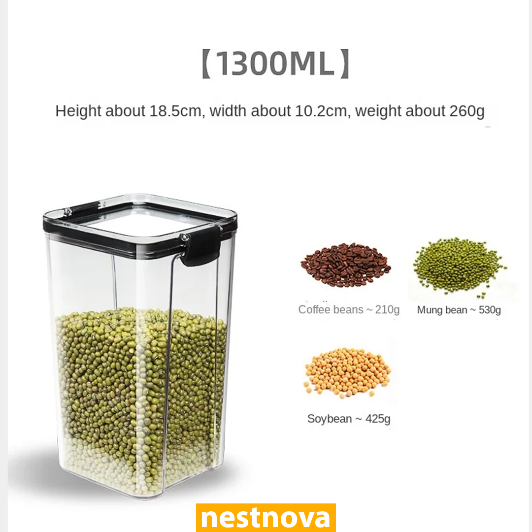 Airtight Kitchen Storage Jar – 460ML Clear Plastic Food Container with White Lid