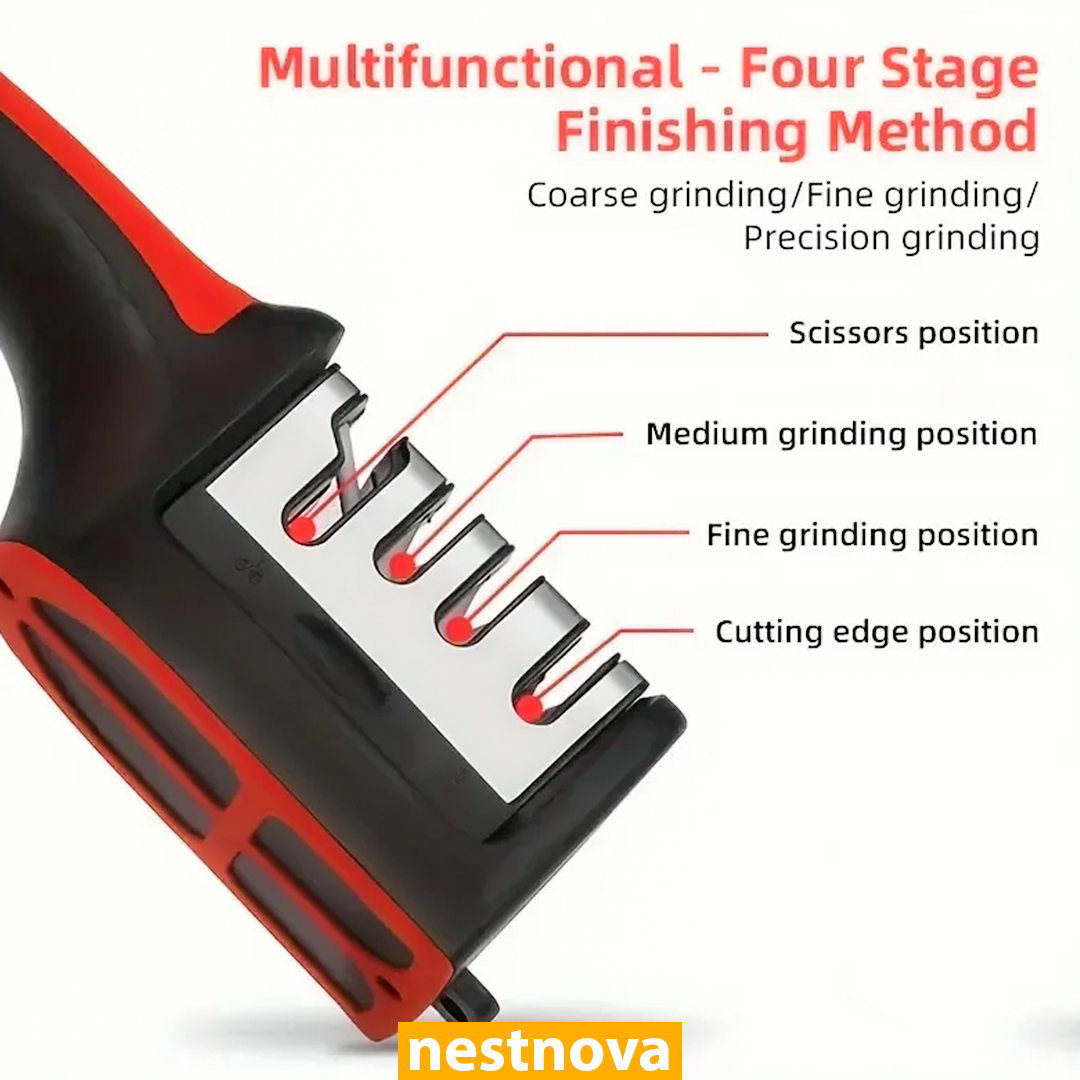3-Stage Kitchen Knife Sharpener – Manual Sharpening Tool for Stainless Steel Blades