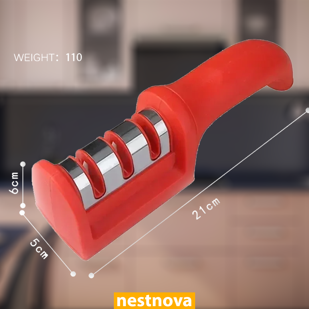 3-Stage Kitchen Knife Sharpener – Manual Sharpening Tool for Stainless Steel Blades