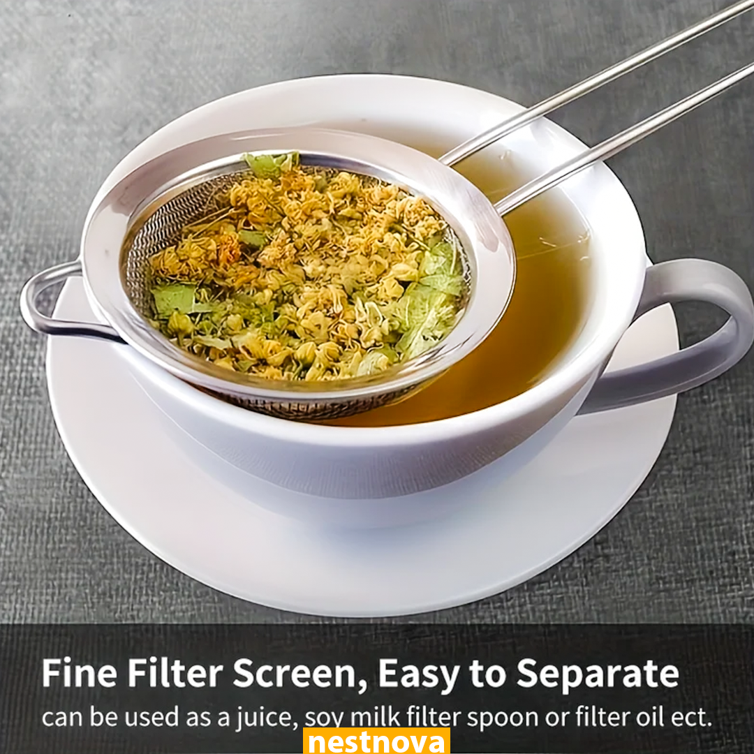 3-Piece Stainless Steel Fine Mesh Strainer Set – Multipurpose Kitchen Sieve for Tea, Flour, and More