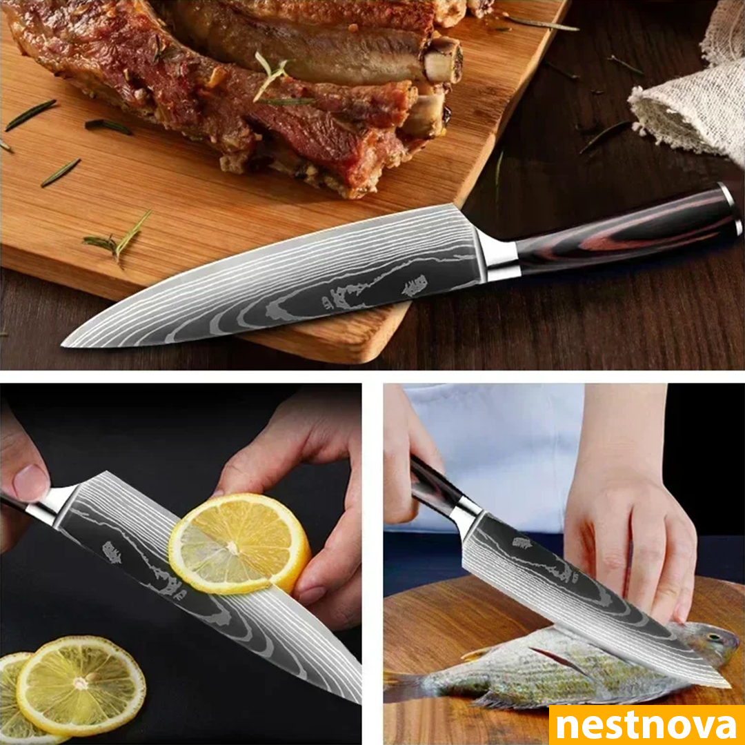 "Damascus Style Chef Knife – Sharp. Sleek. Powerful.