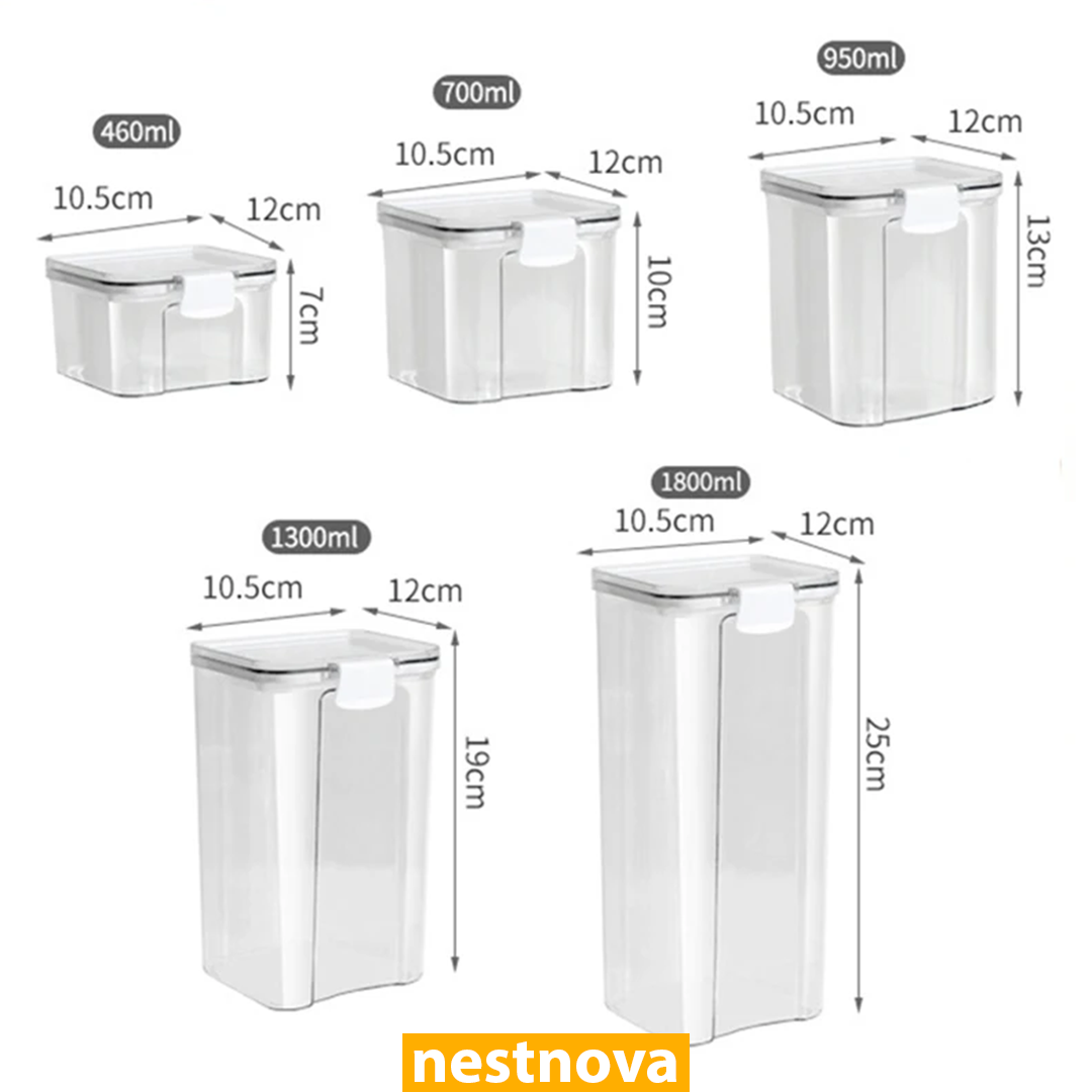 Airtight Kitchen Storage Jar – 460ML Clear Plastic Food Container with White Lid