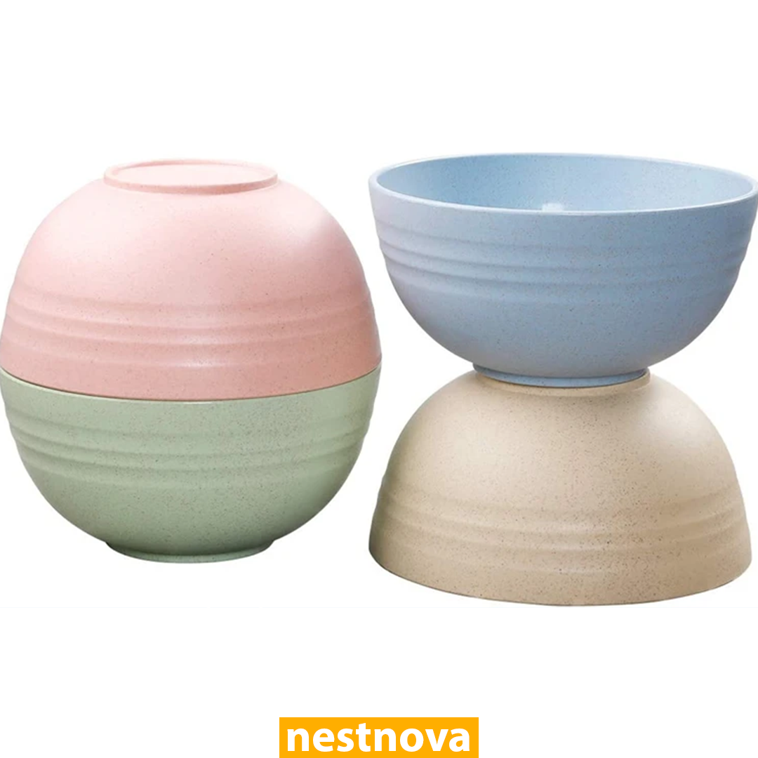 4PCS Wheat Straw Cereal Bowls – Unbreakable, Eco-Friendly & Lightweight