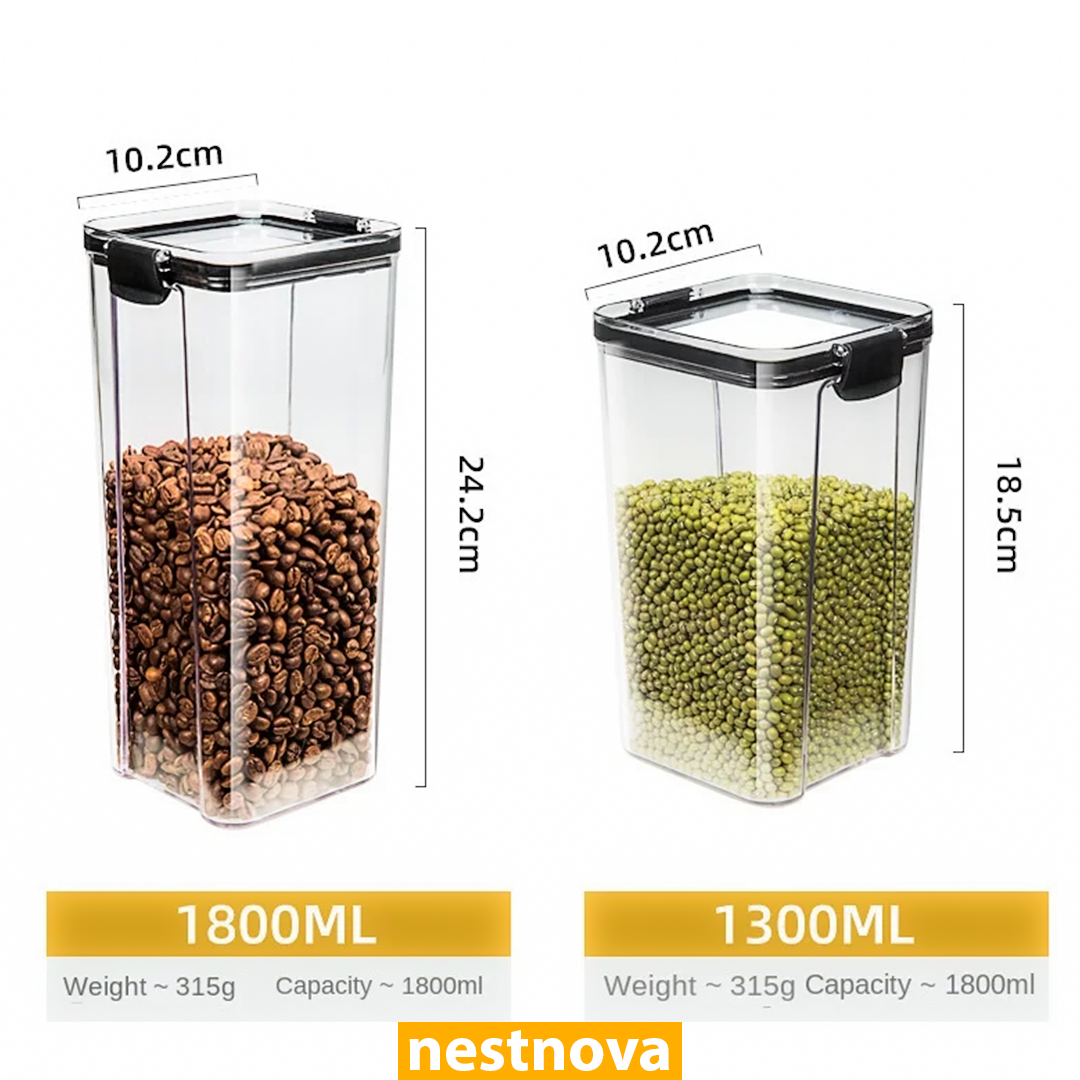 Airtight Kitchen Storage Jar – 460ML Clear Plastic Food Container with White Lid