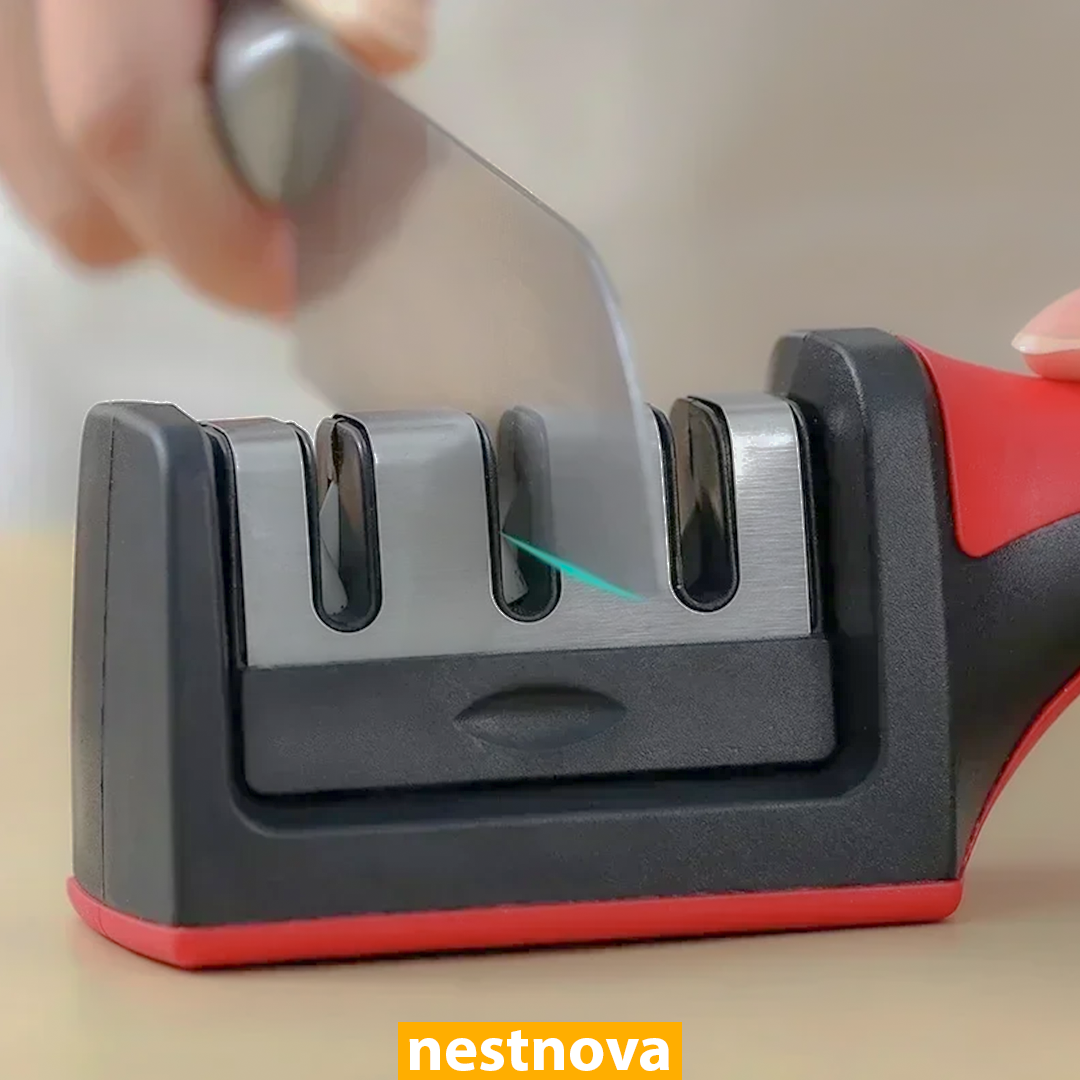 3-Stage Kitchen Knife Sharpener – Manual Sharpening Tool for Stainless Steel Blades