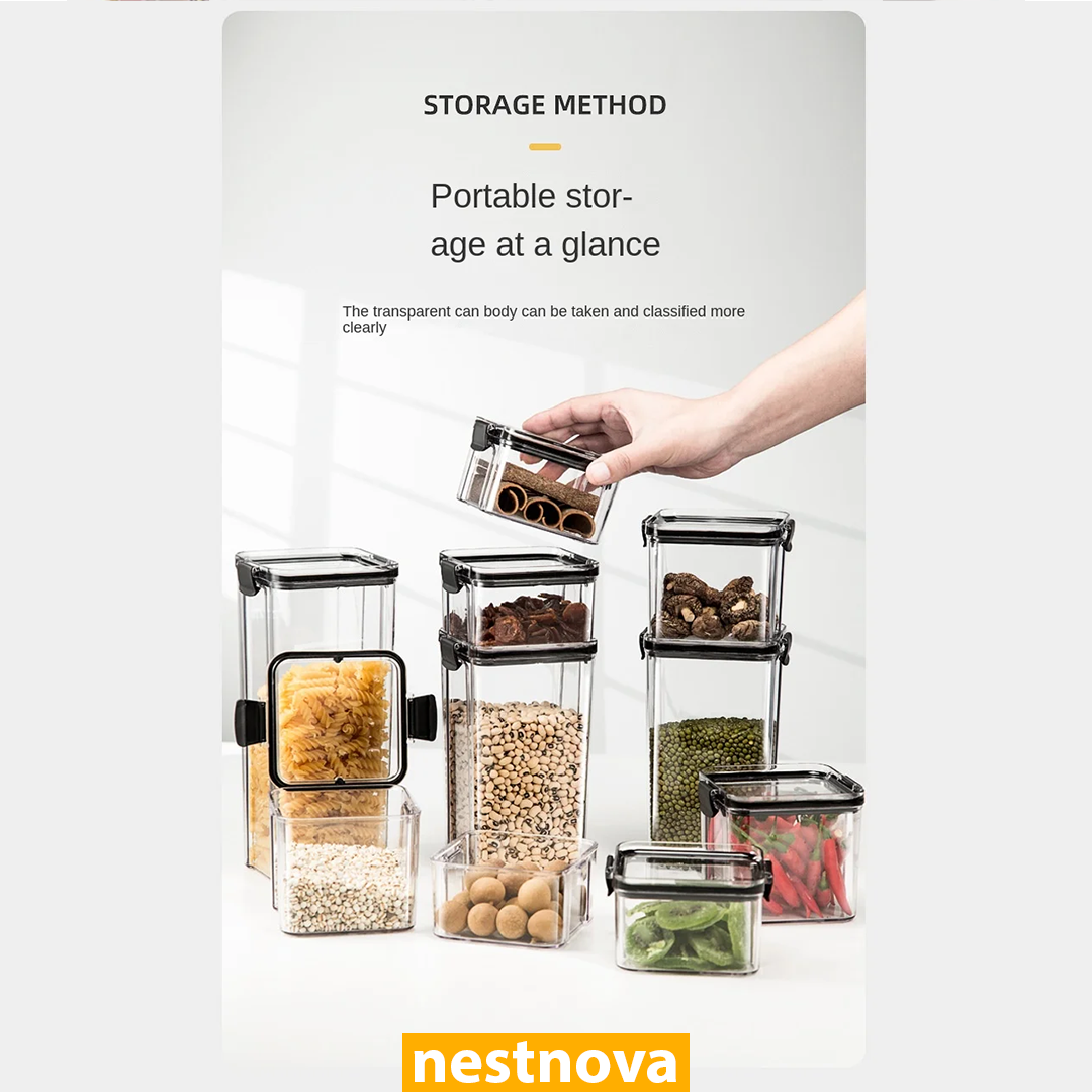 Airtight Kitchen Storage Jar – 460ML Clear Plastic Food Container with White Lid