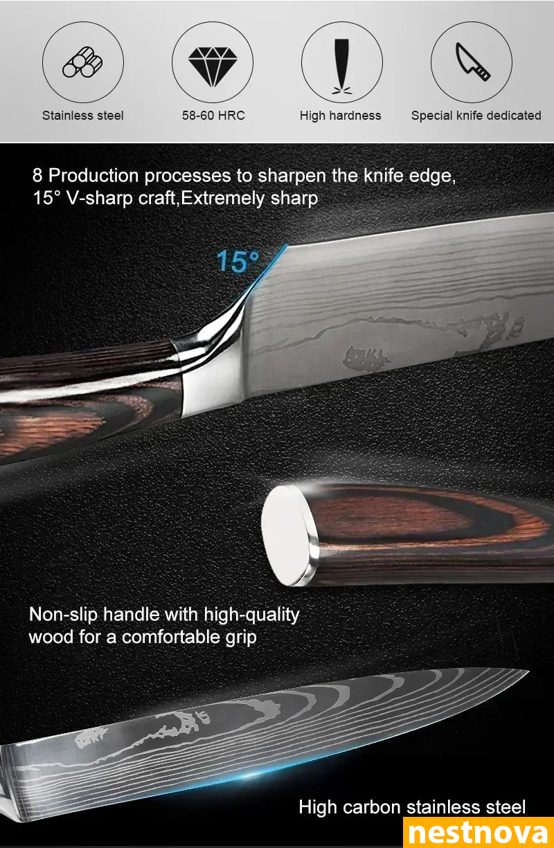 "Damascus Style Chef Knife – Sharp. Sleek. Powerful.