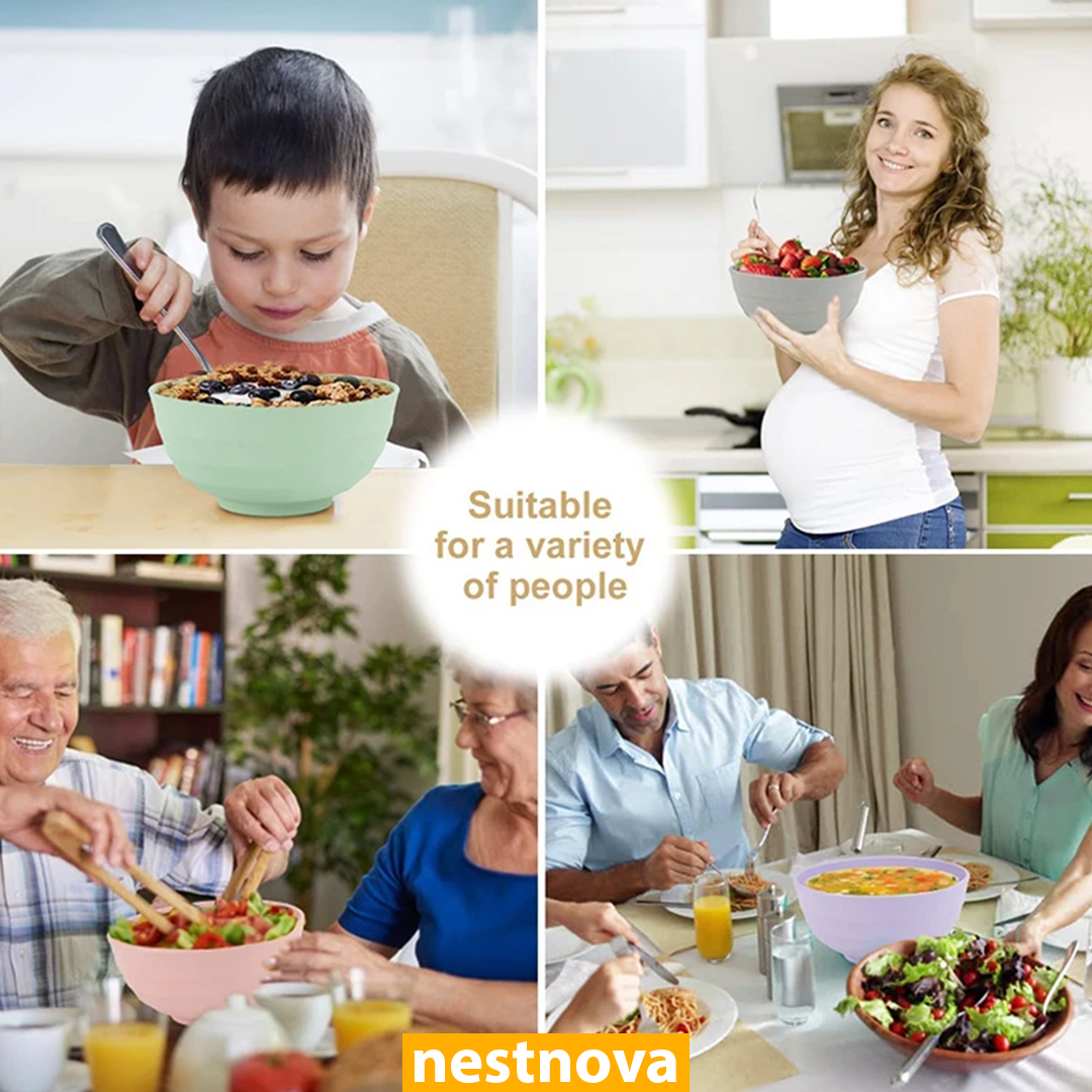4PCS Wheat Straw Cereal Bowls – Unbreakable, Eco-Friendly & Lightweight