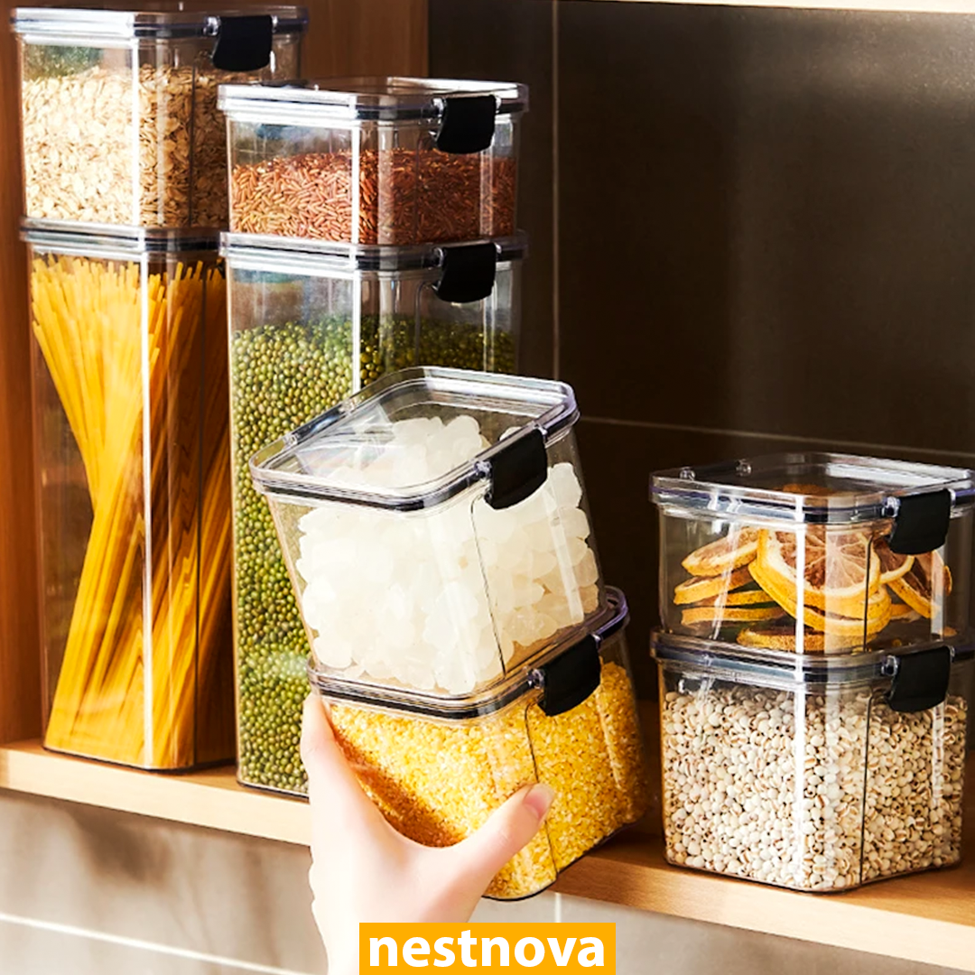Airtight Kitchen Storage Jar – 460ML Clear Plastic Food Container with White Lid
