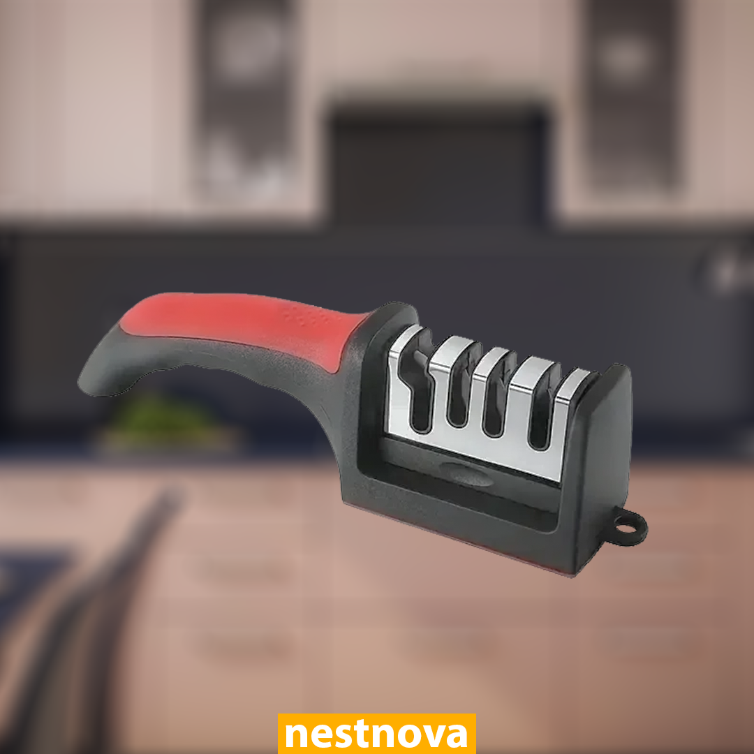 3-Stage Kitchen Knife Sharpener – Manual Sharpening Tool for Stainless Steel Blades