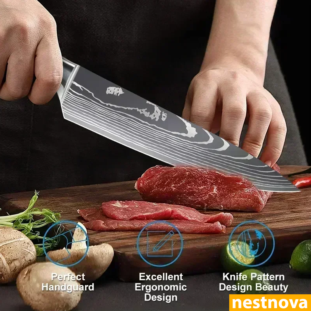 "Damascus Style Chef Knife – Sharp. Sleek. Powerful.