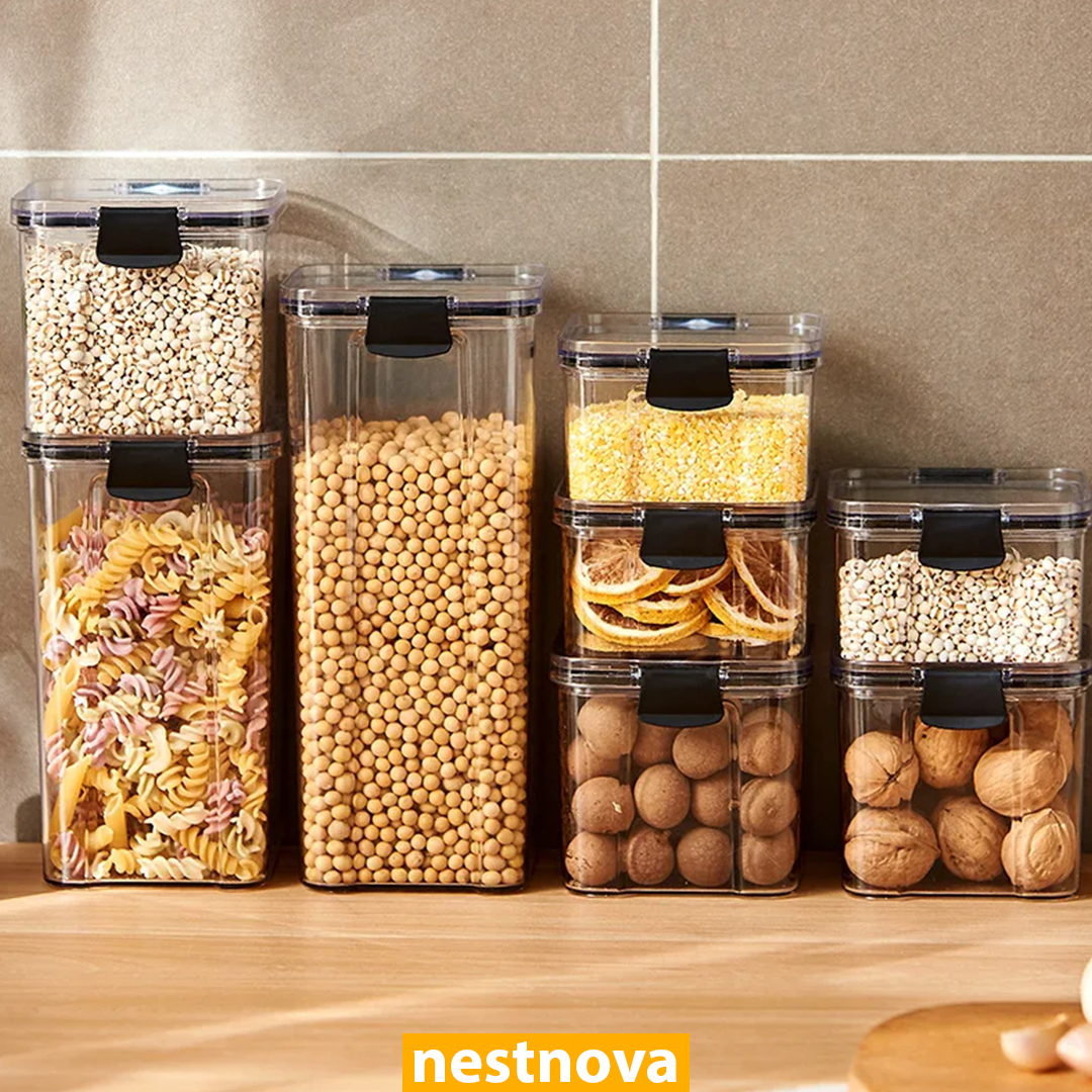 Airtight Kitchen Storage Jar – 460ML Clear Plastic Food Container with White Lid