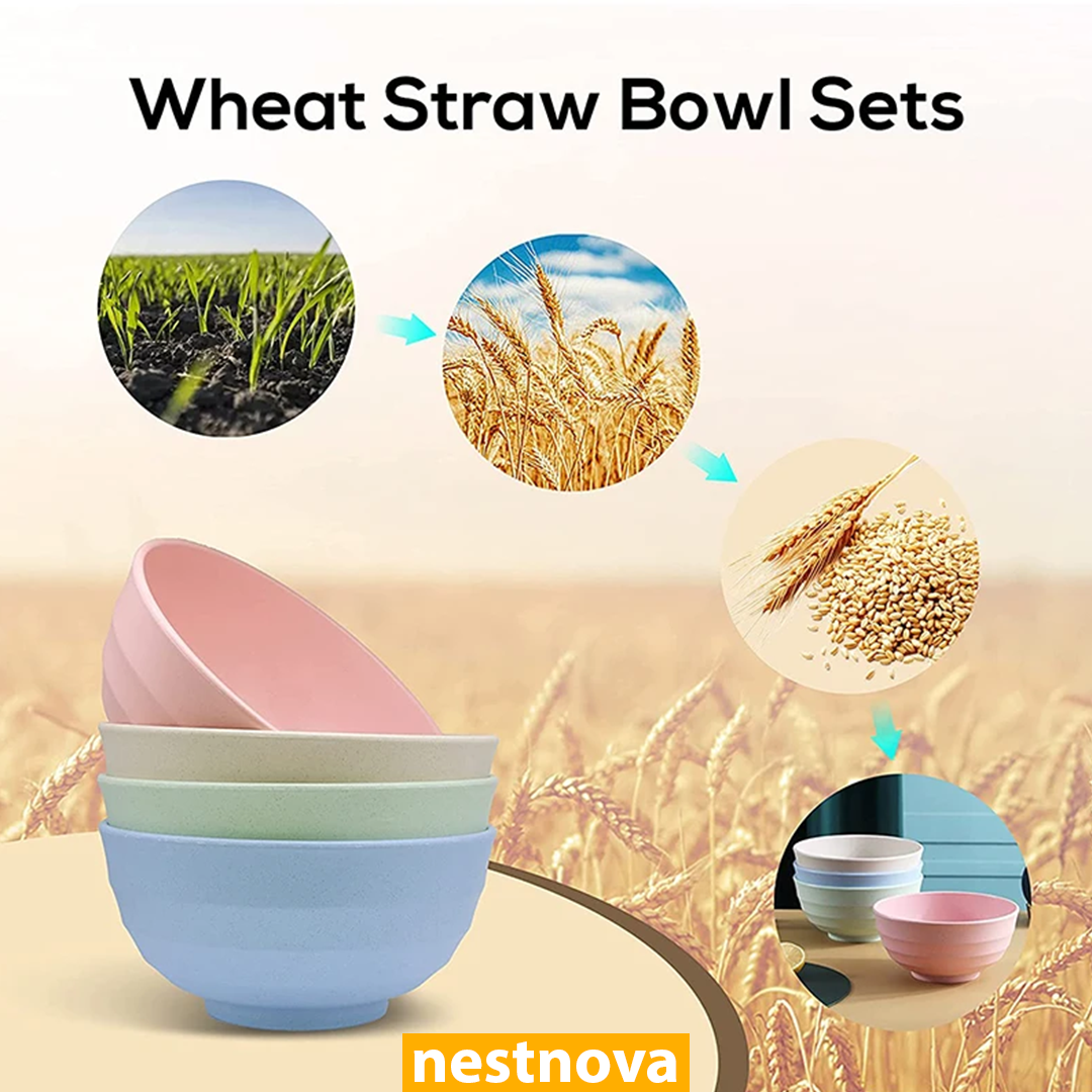 4PCS Wheat Straw Cereal Bowls – Unbreakable, Eco-Friendly & Lightweight