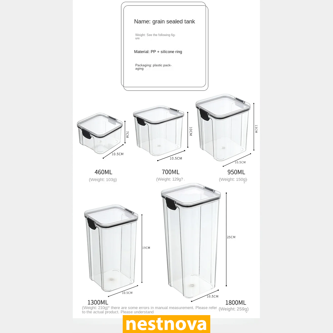 Airtight Kitchen Storage Jar – 460ML Clear Plastic Food Container with White Lid
