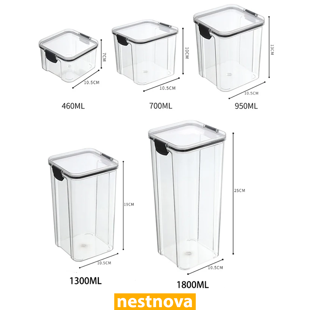 Airtight Kitchen Storage Jar – 460ML Clear Plastic Food Container with White Lid