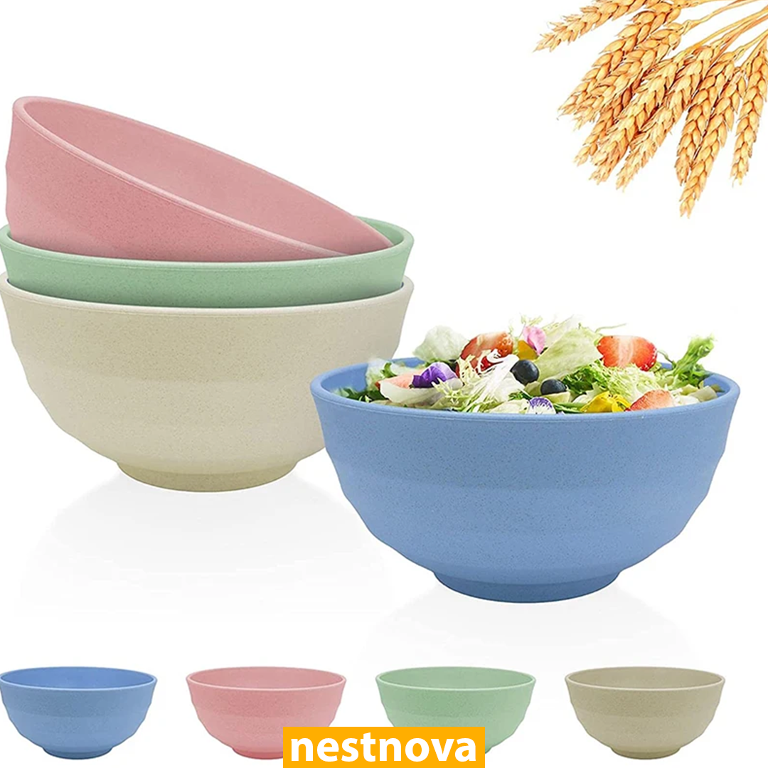 4PCS Wheat Straw Cereal Bowls – Unbreakable, Eco-Friendly & Lightweight