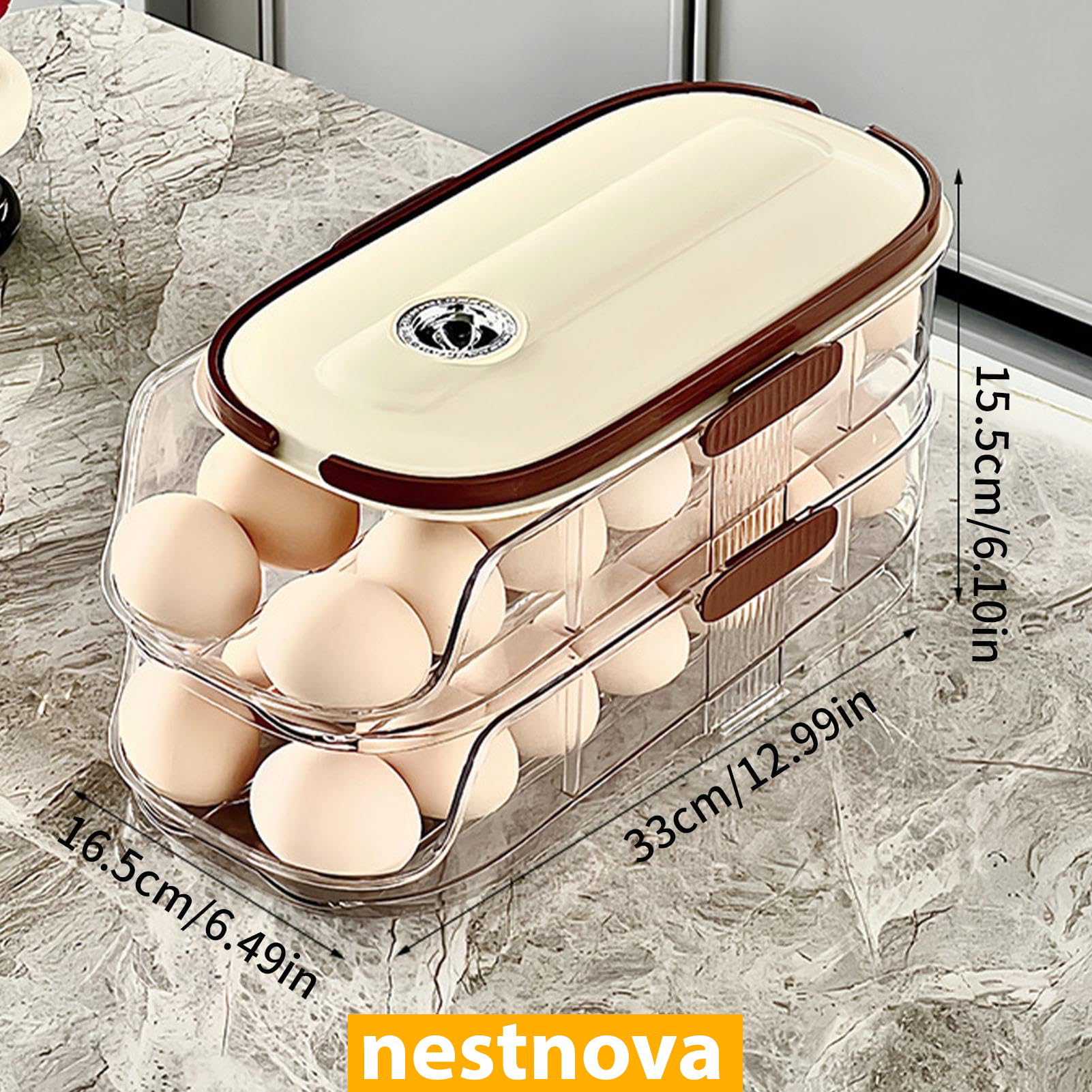 Automatic Rolling Egg Storage Box – Stackable Space Saver for Refrigerator
