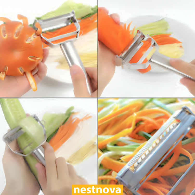 2-in-1 Stainless Steel Vegetable & Fruit Peeler – Dual Blade Design for Effortless Peeling & Julienne Cutting
