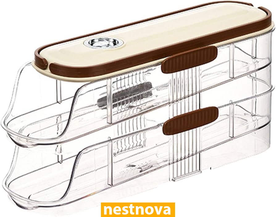 Automatic Rolling Egg Storage Box – Stackable Space Saver for Refrigerator
