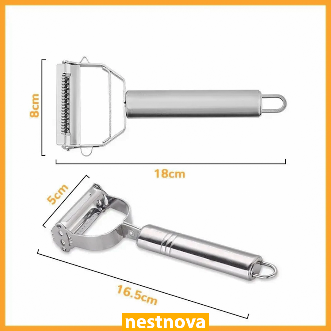 2-in-1 Stainless Steel Vegetable & Fruit Peeler – Dual Blade Design for Effortless Peeling & Julienne Cutting