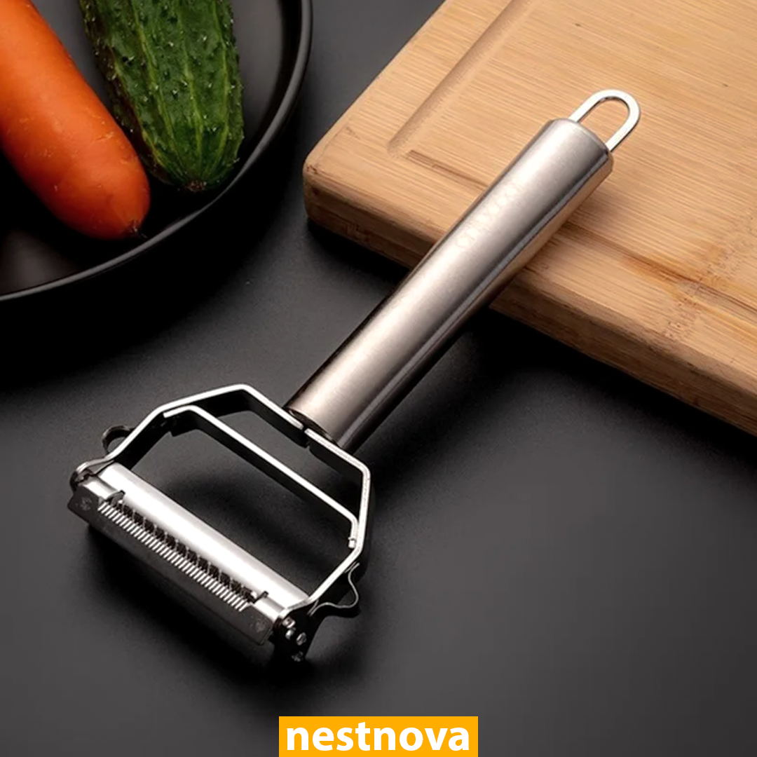2-in-1 Stainless Steel Vegetable & Fruit Peeler – Dual Blade Design for Effortless Peeling & Julienne Cutting