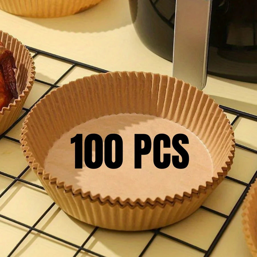 Air Fryer Disposable Paper Liners – Oil-Proof & Heat-Resistant (200 Pcs)